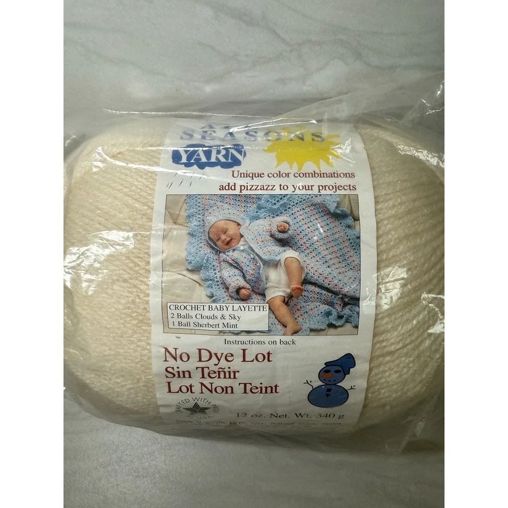 All‎ Seasons Baby Yarn - No Dye Large 12 oz Skein In Off White E1-016